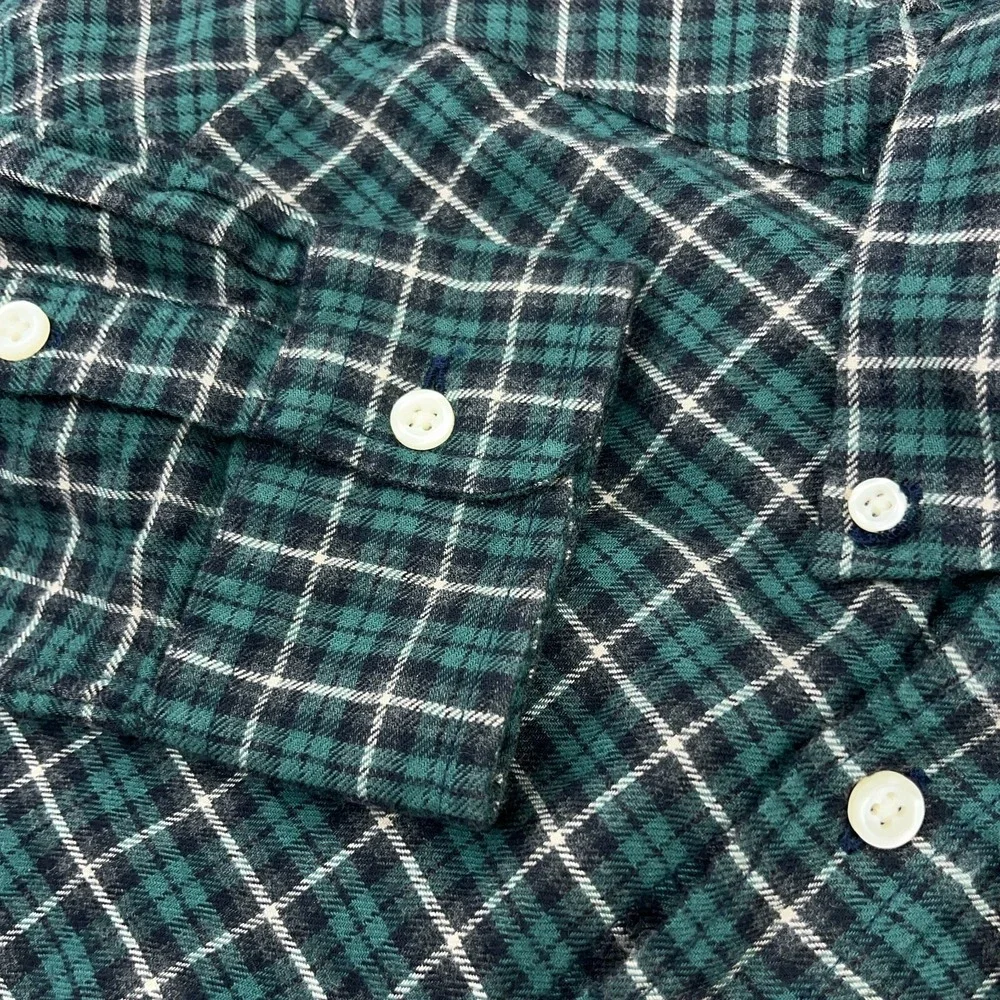 Ralph Lauren Shirt Boys Large Green Black Flannel‎ Button Up Tartan Plaid Youth